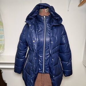 Michael Kors Navy Blue Girls Quilted Puffer Jacket Hooded Size 14 (Juniors)